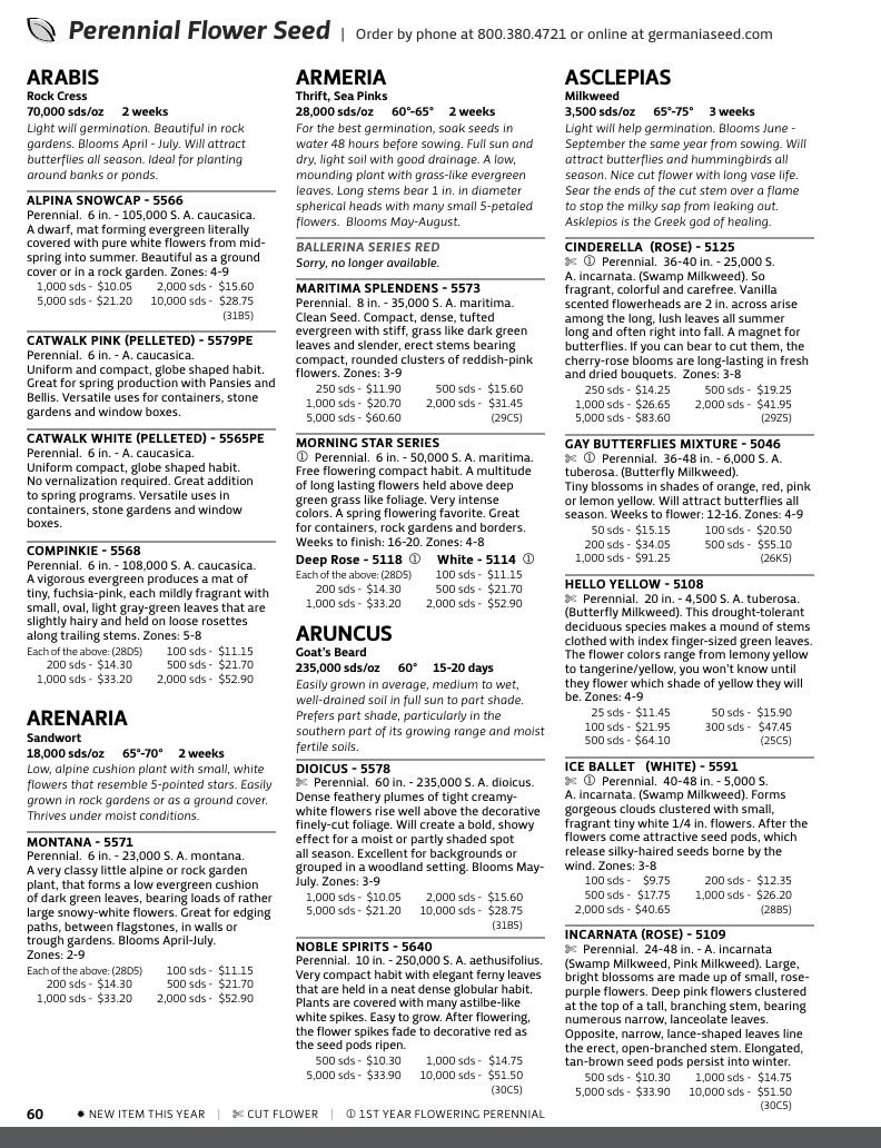 Germania Seed Company Seed Catalog Weekly Ad January 1 - December 31, 2026