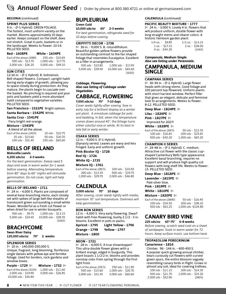Germania Seed Company Seed Catalog Weekly Ad January 1 - December 31, 2026