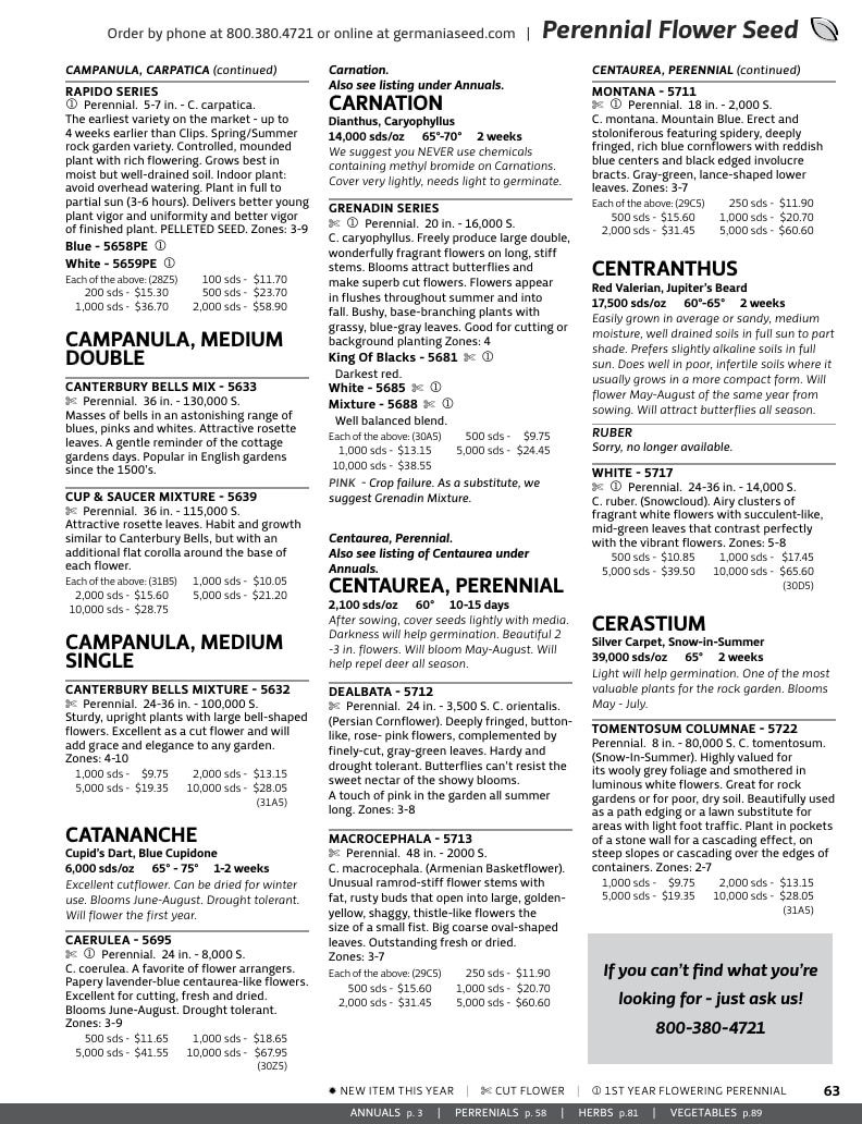 Germania Seed Company Seed Catalog Weekly Ad January 1 - December 31, 2026