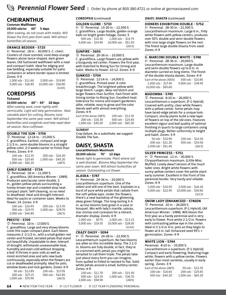 Germania Seed Company Seed Catalog Weekly Ad January 1 - December 31, 2026