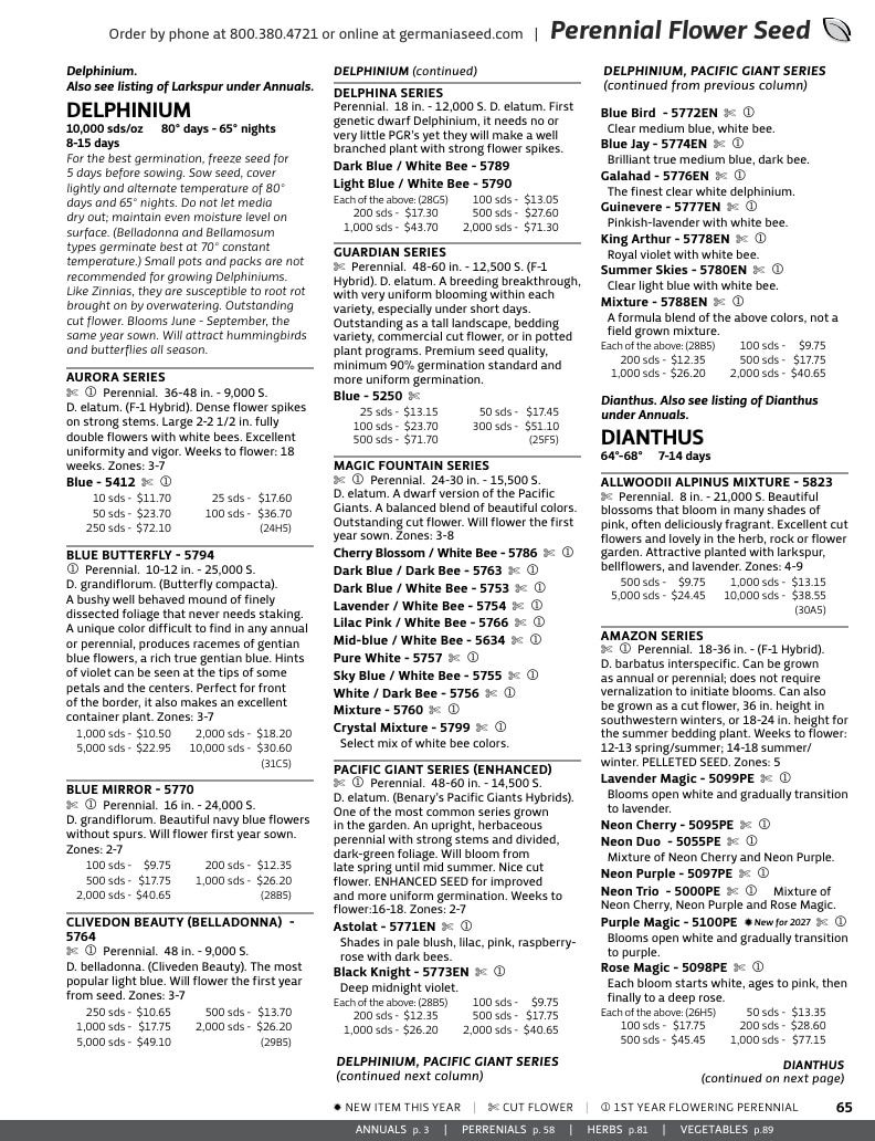 Germania Seed Company Seed Catalog Weekly Ad January 1 - December 31, 2026