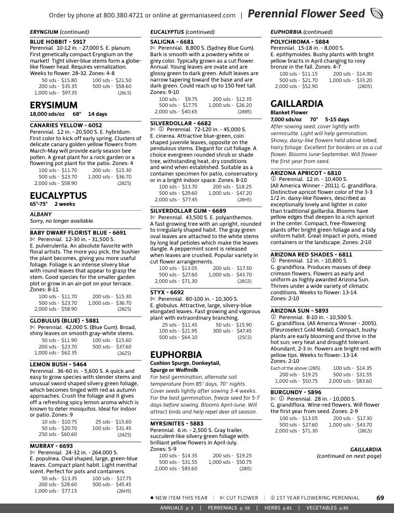 Germania Seed Company Seed Catalog Weekly Ad January 1 - December 31, 2026