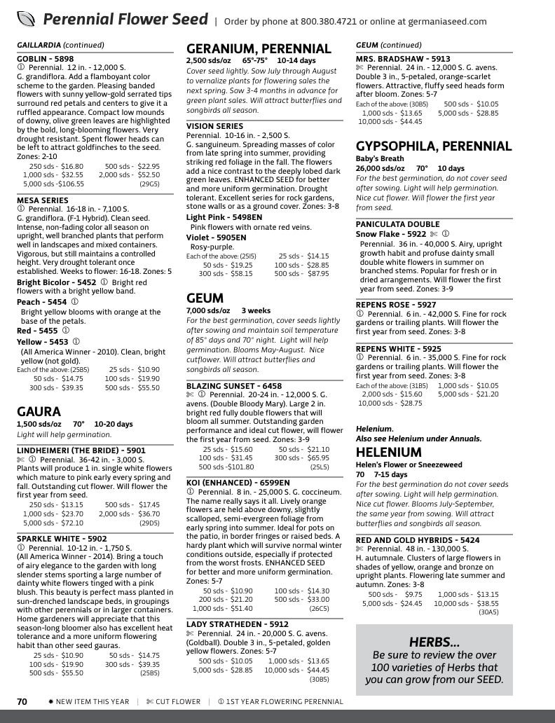 Germania Seed Company Seed Catalog Weekly Ad January 1 - December 31, 2026