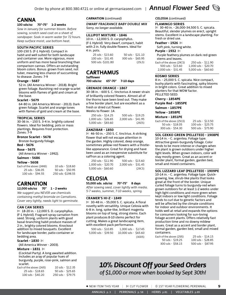 Germania Seed Company Seed Catalog Weekly Ad January 1 - December 31, 2026