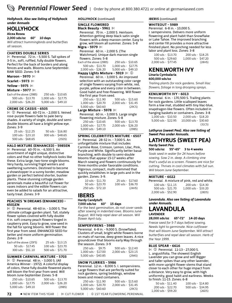 Germania Seed Company Seed Catalog Weekly Ad January 1 - December 31, 2026