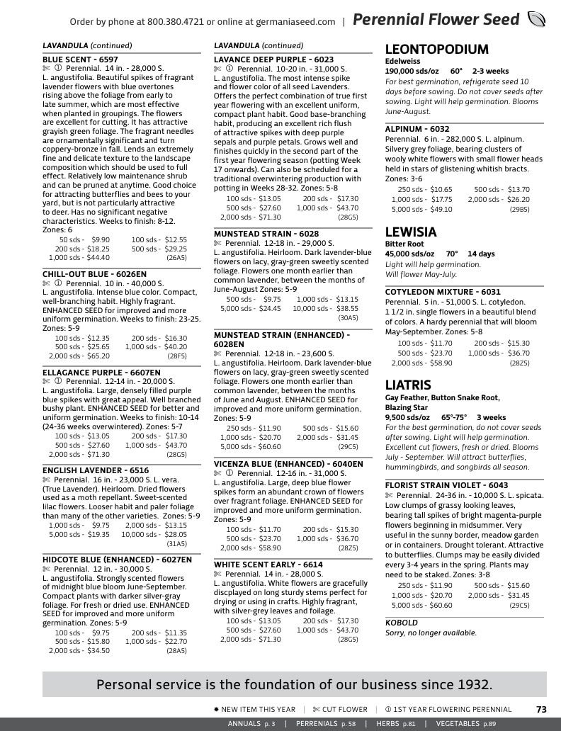 Germania Seed Company Seed Catalog Weekly Ad January 1 - December 31, 2026