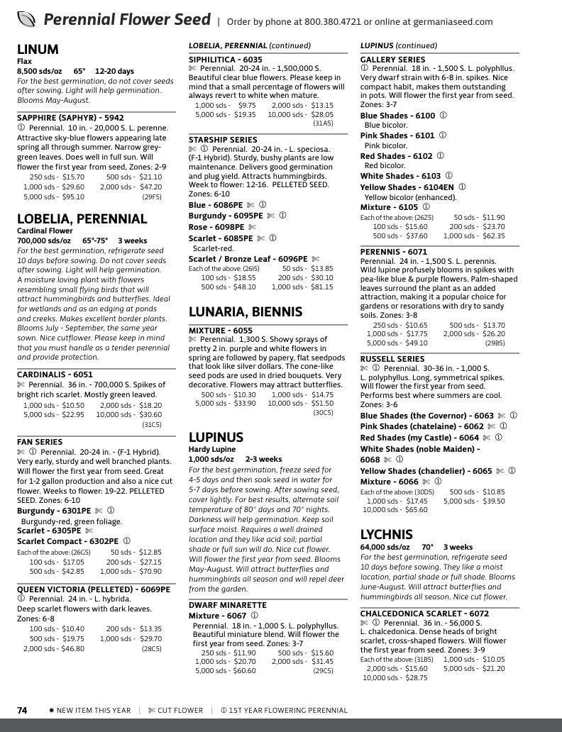 Germania Seed Company Seed Catalog Weekly Ad January 1 - December 31, 2026