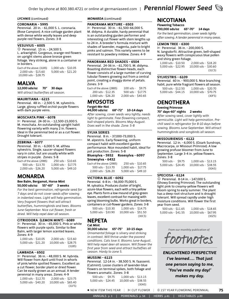Germania Seed Company Seed Catalog Weekly Ad January 1 - December 31, 2026