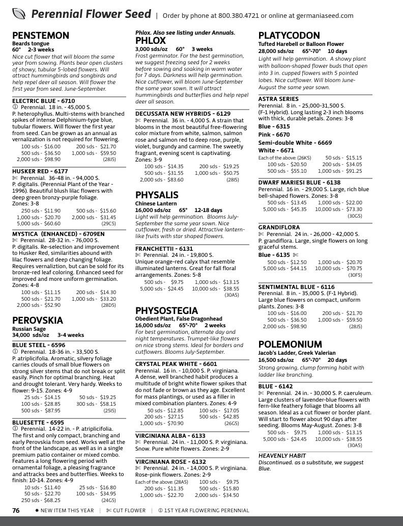 Germania Seed Company Seed Catalog Weekly Ad January 1 - December 31, 2026