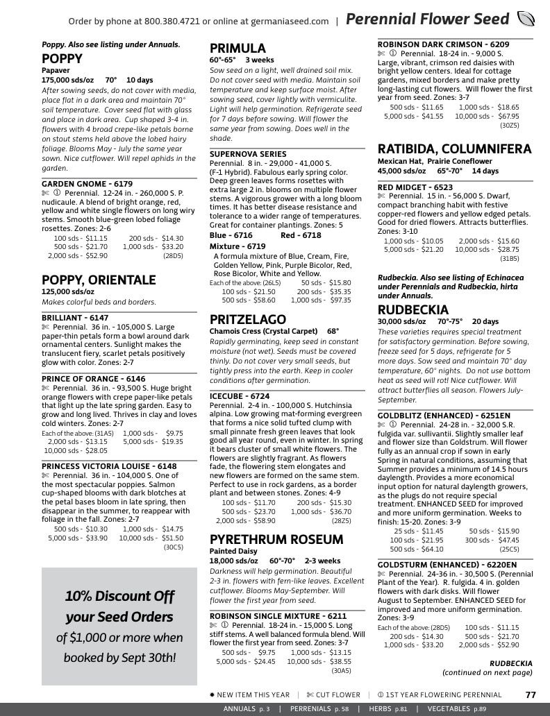 Germania Seed Company Seed Catalog Weekly Ad January 1 - December 31, 2026