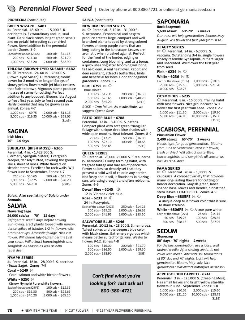 Germania Seed Company Seed Catalog Weekly Ad January 1 - December 31, 2026