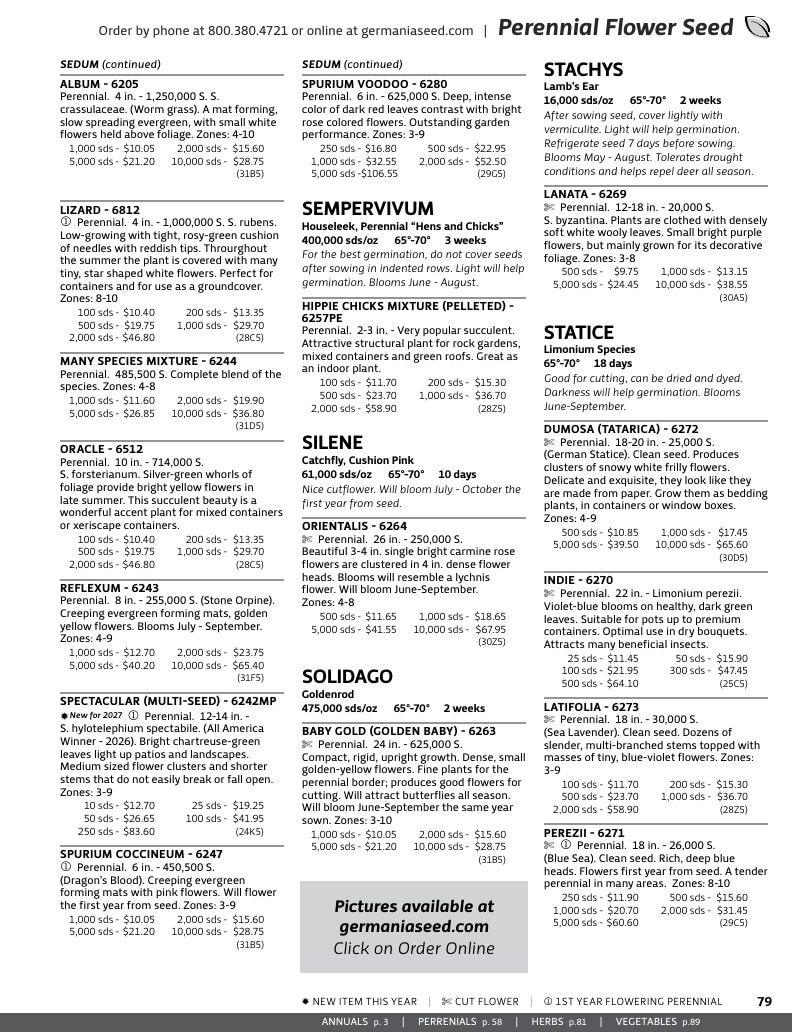 Germania Seed Company Seed Catalog Weekly Ad January 1 - December 31, 2026