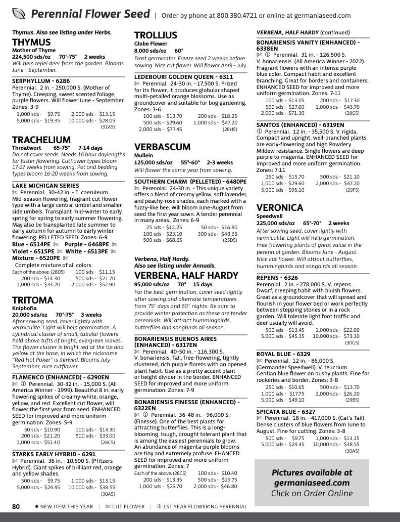 Germania Seed Company Seed Catalog Weekly Ad January 1 - December 31, 2026