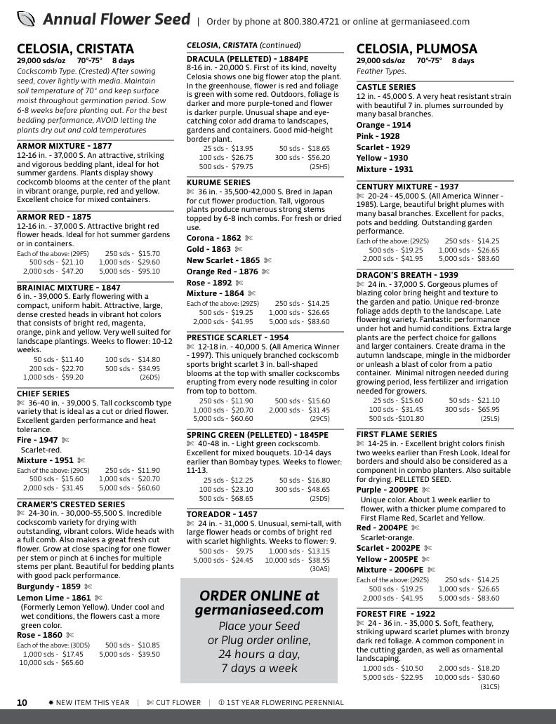 Germania Seed Company Seed Catalog Weekly Ad January 1 - December 31, 2026