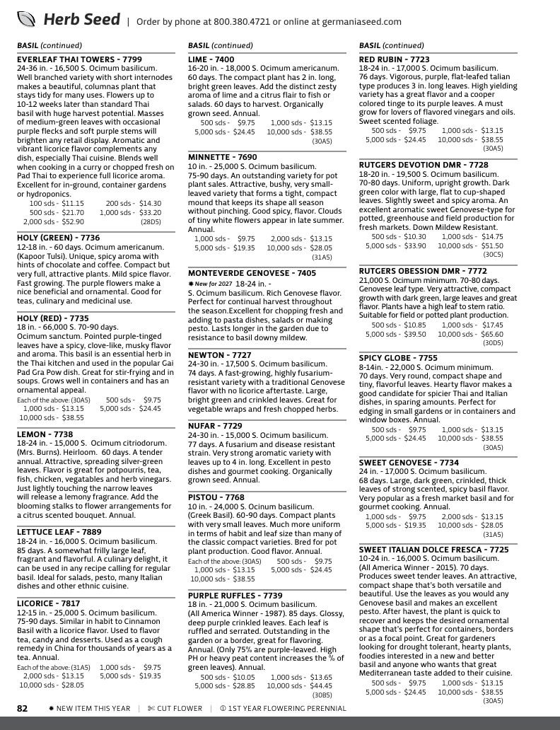 Germania Seed Company Seed Catalog Weekly Ad January 1 - December 31, 2026
