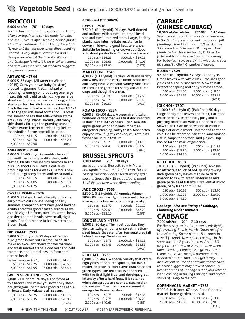 Germania Seed Company Seed Catalog Weekly Ad January 1 - December 31, 2026