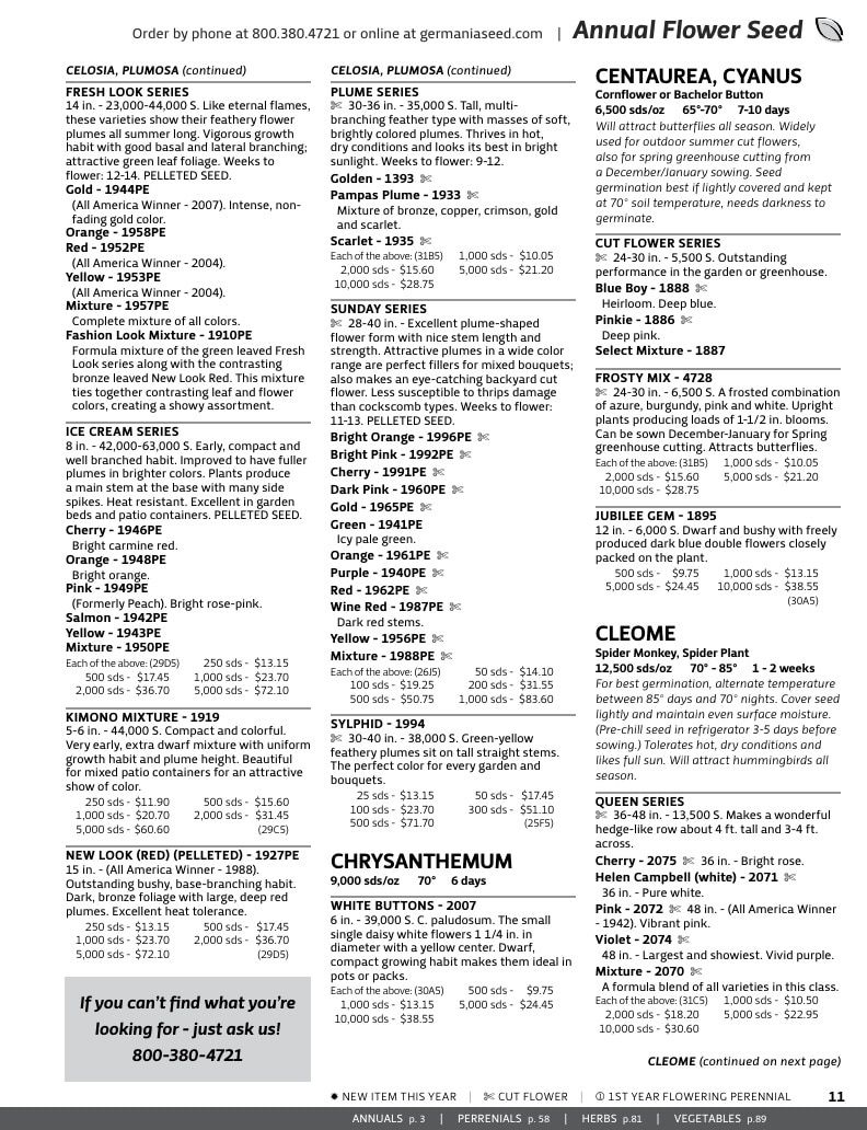Germania Seed Company Seed Catalog Weekly Ad January 1 - December 31, 2026