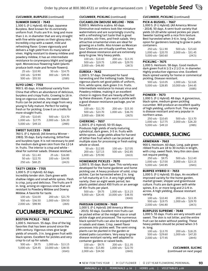 Germania Seed Company Seed Catalog Weekly Ad January 1 - December 31, 2026