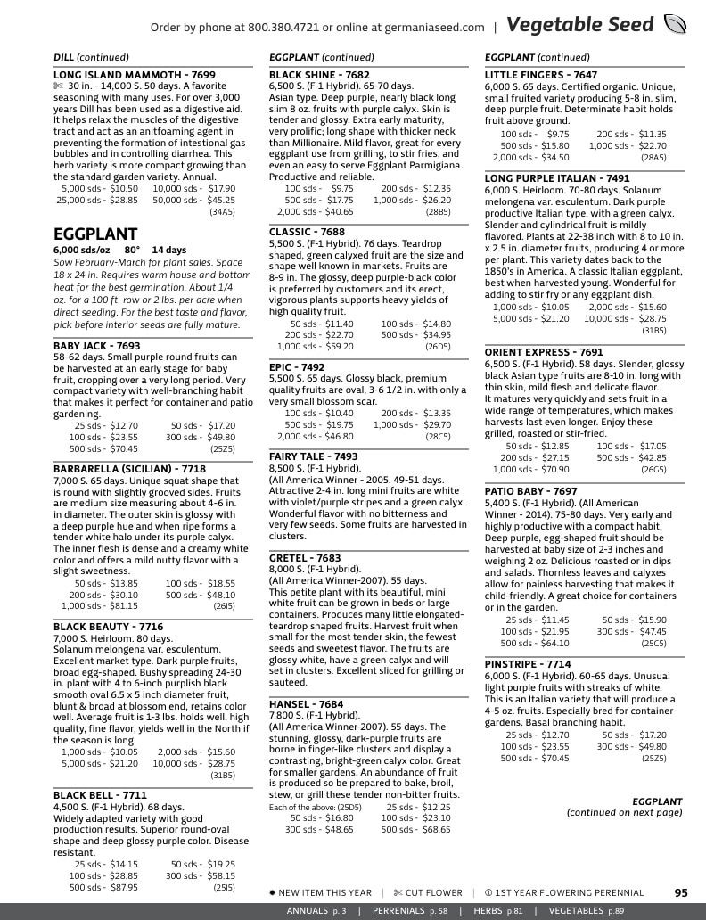 Germania Seed Company Seed Catalog Weekly Ad January 1 - December 31, 2026