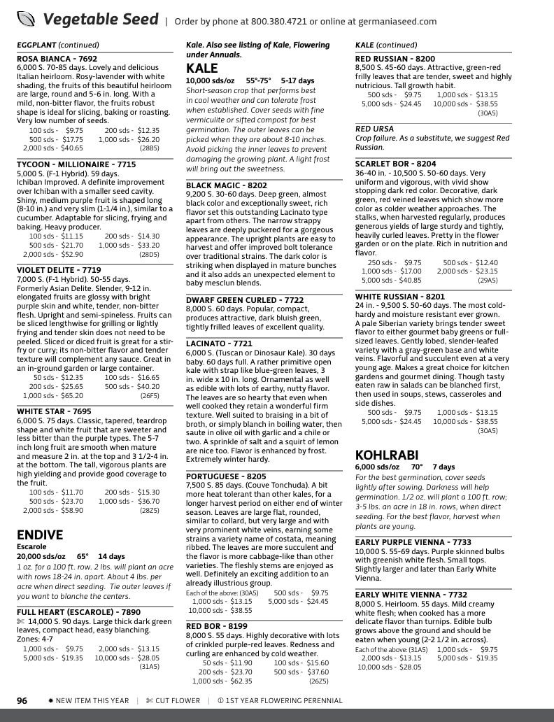 Germania Seed Company Seed Catalog Weekly Ad January 1 - December 31, 2026