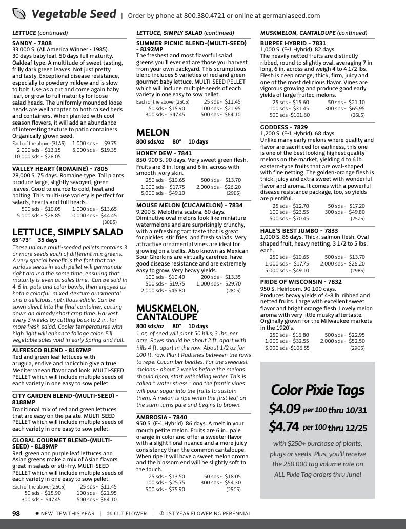 Germania Seed Company Seed Catalog Weekly Ad January 1 - December 31, 2026
