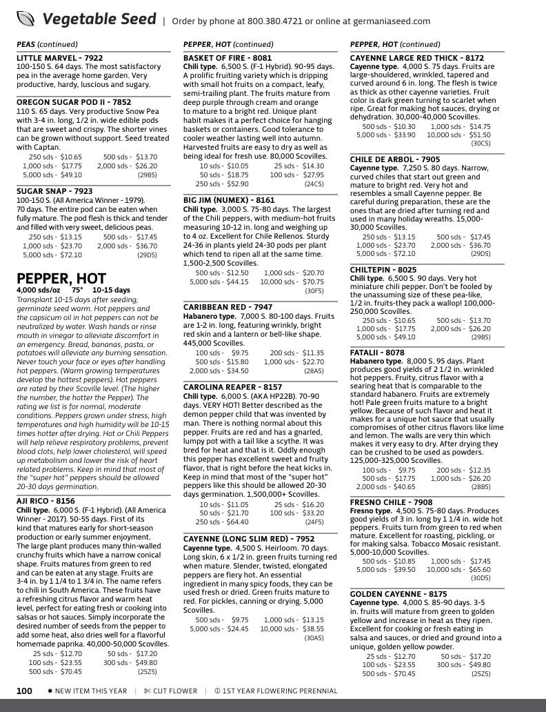 Germania Seed Company Seed Catalog Weekly Ad January 1 - December 31, 2026