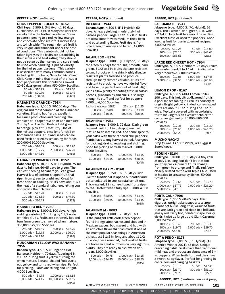 Germania Seed Company Seed Catalog Weekly Ad January 1 - December 31, 2026