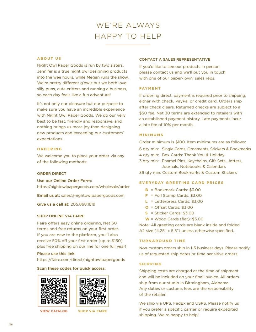 Night Owl Paper Goods Spring and Summer Catalog Weekly Ad January 1 - December 31, 2026