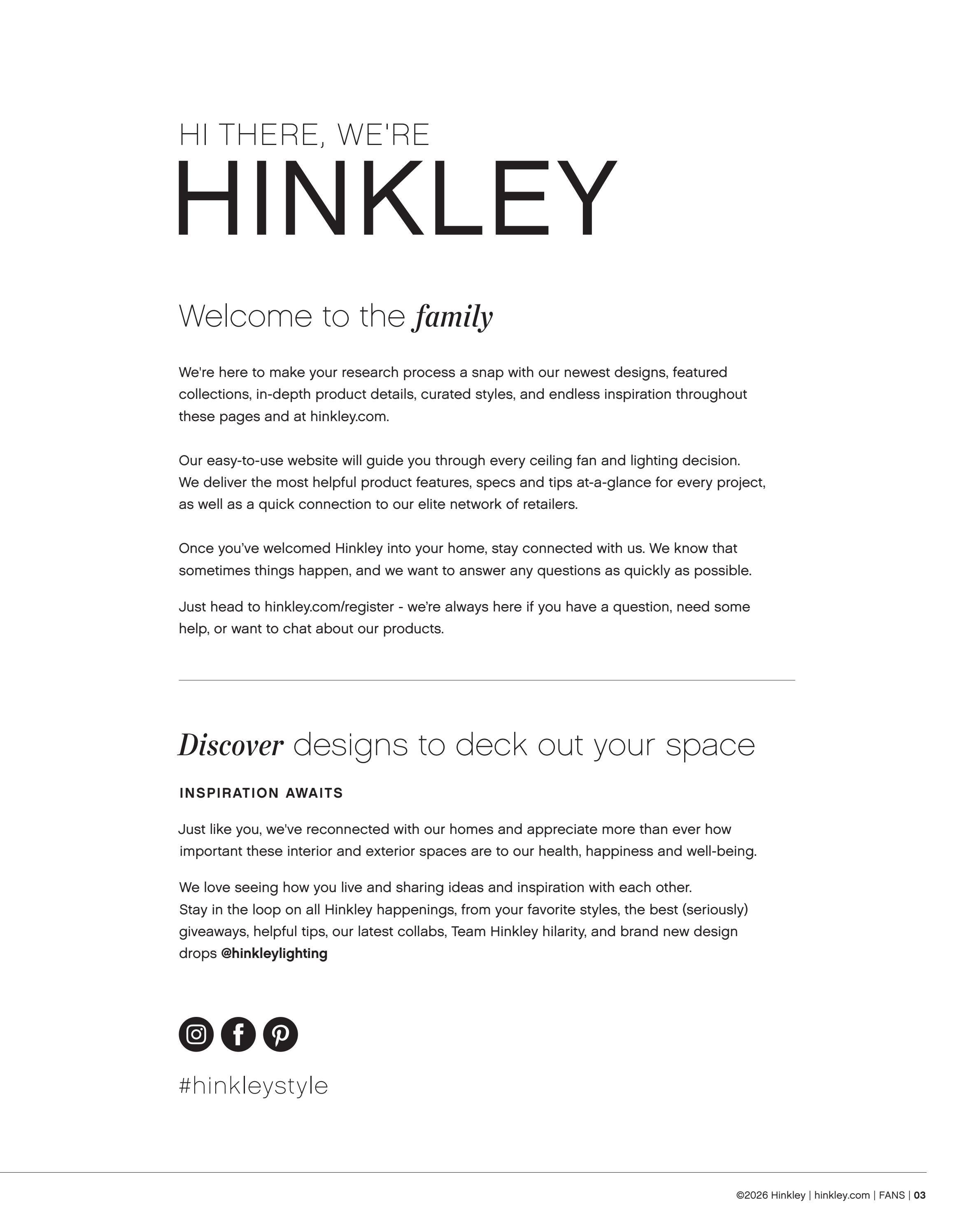 Hinkley Fan Catalog Weekly Ad January 1 - December 31, 2026