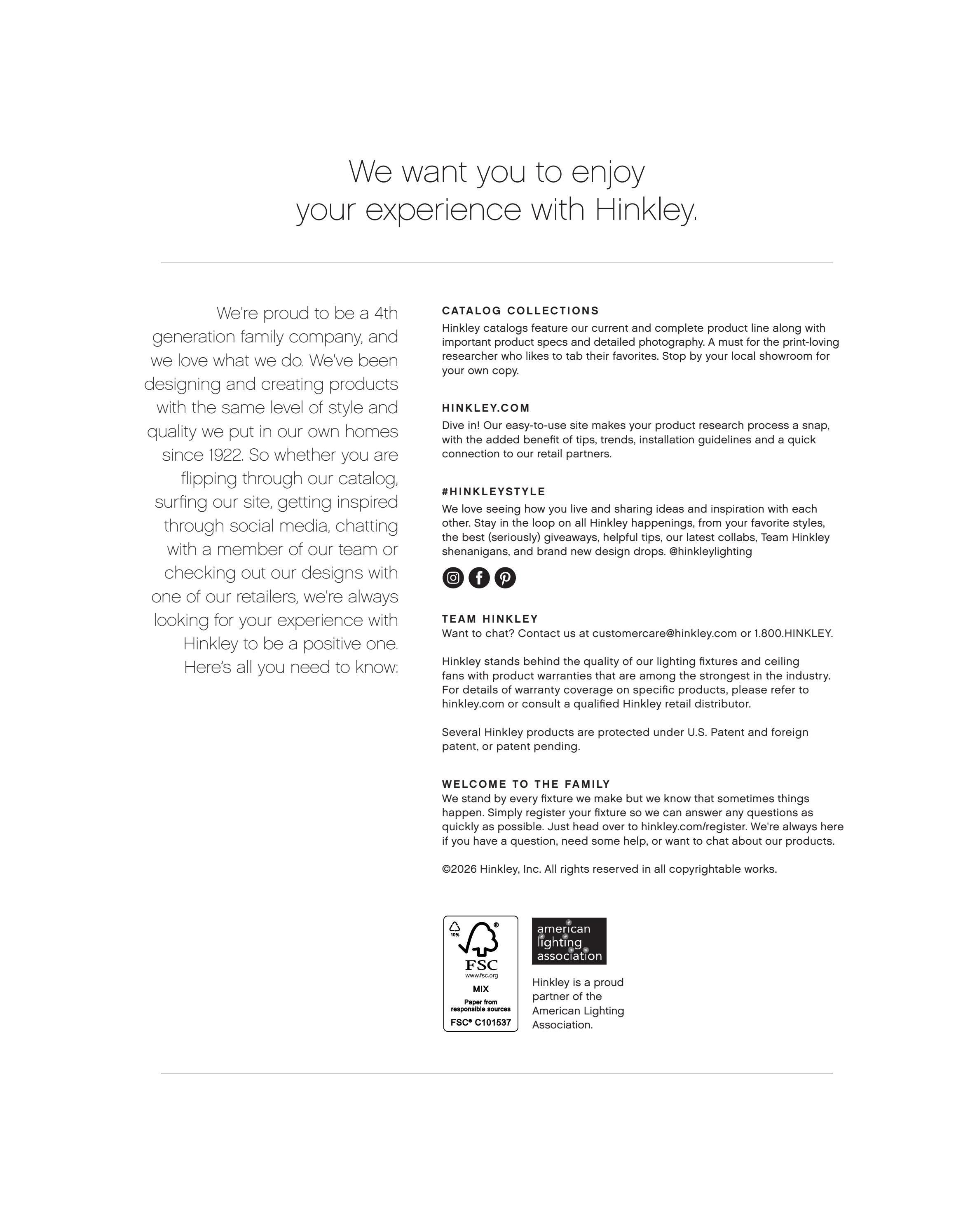 Hinkley Fan Catalog Weekly Ad January 1 - December 31, 2026