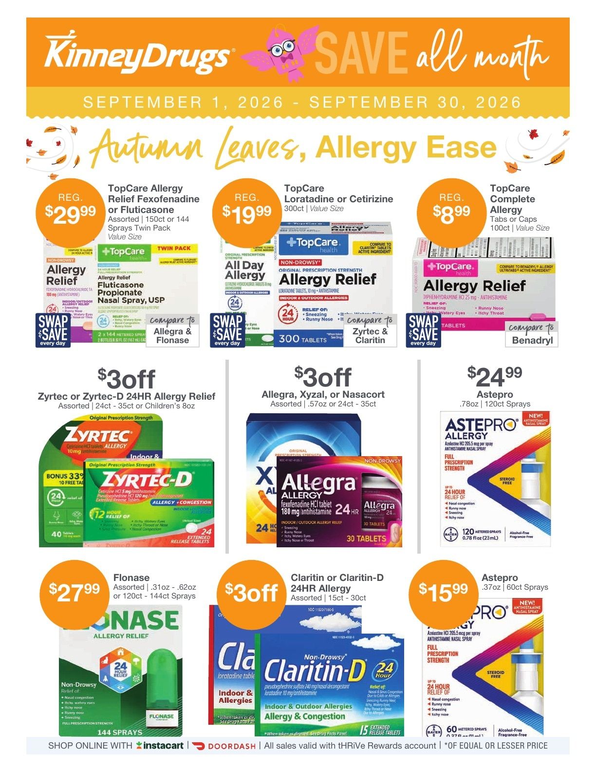 Kinney Drugs Thrive Weekly Ad September 1 - 30, 2026