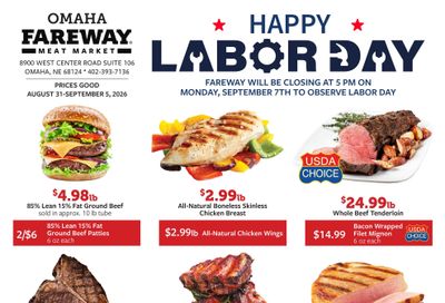 Fareway (Omaha Area, NE) Weekly Ad August 31 - September 5, 2026