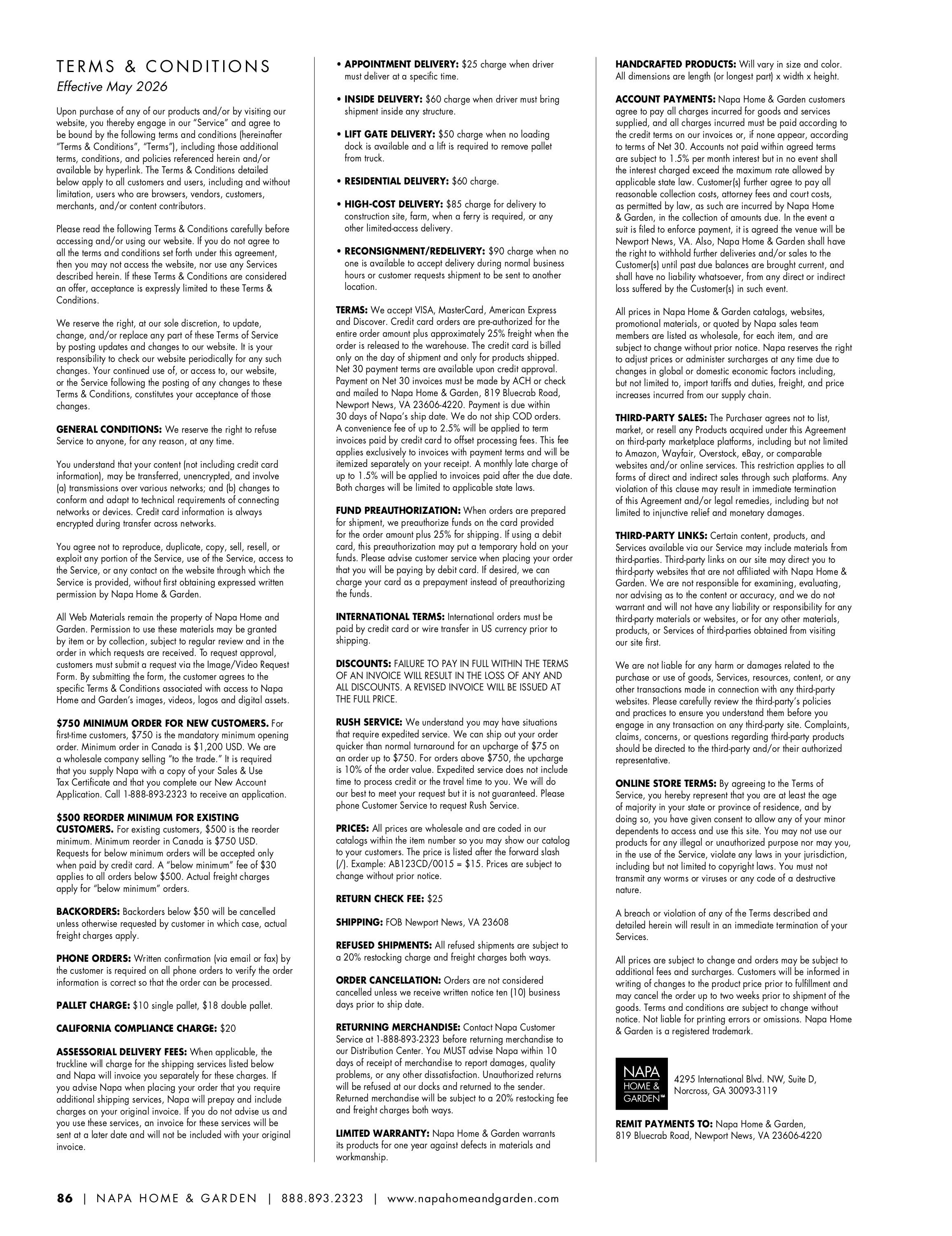 Napa Home & Garden Home and Garden Catalog Weekly Ad January 1 - December 31, 2026