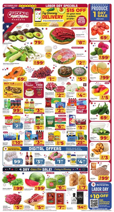 Cardenas Markets (El Monte Area, CA) Weekly Ad September 2 - 8, 2026