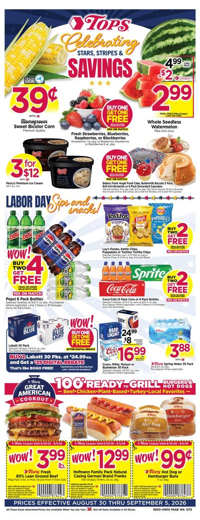 Tops Friendly Markets (Kinsman Area, OH) Weekly Ad August 30 - September 5, 2026