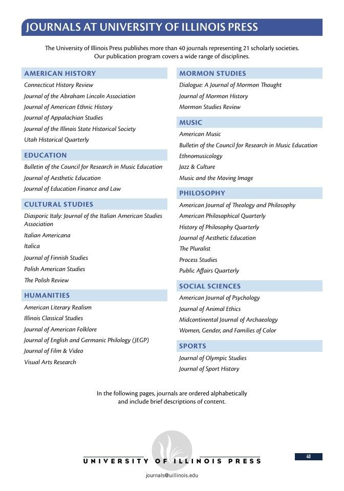 University of Illinois Press Spring Books Catalog Weekly Ad January 1 - December 31, 2026