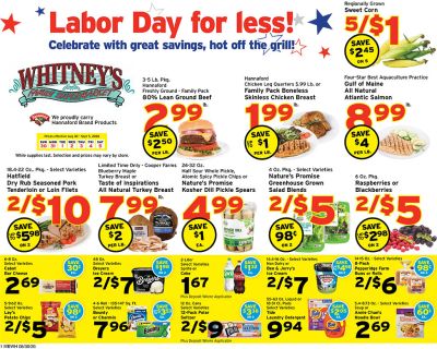 Whitney's Family Supermarket (Orono Area, ME) Weekly Ad August 30 - September 5, 2026