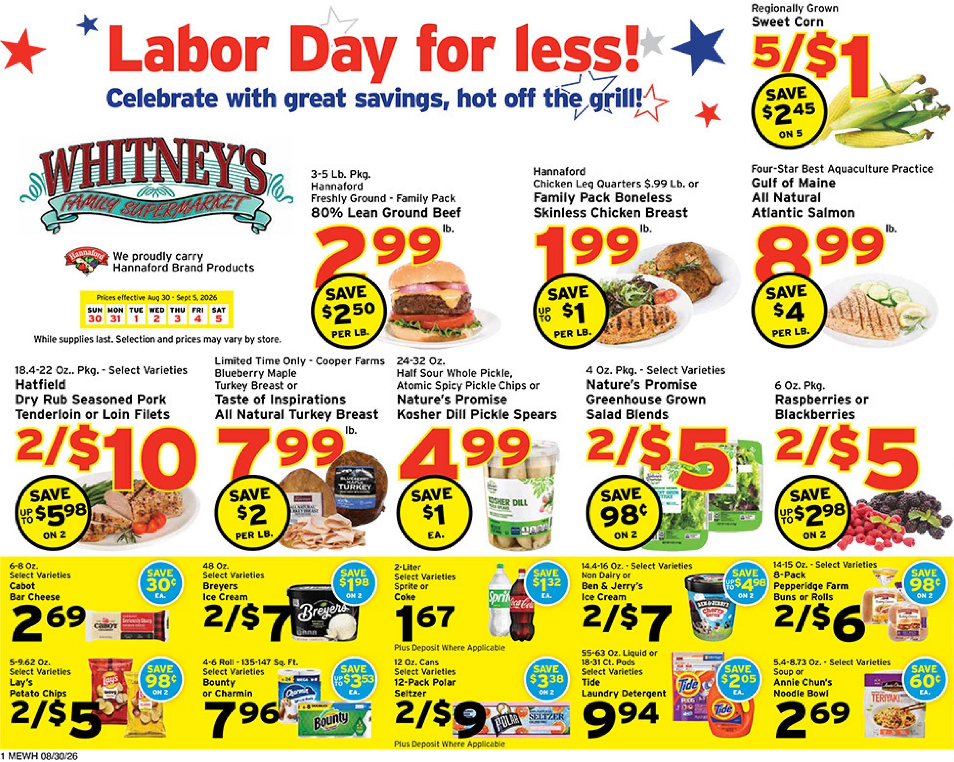Whitney's Family Supermarket (Orono Area, ME) Weekly Ad August 30 - September 5, 2026
