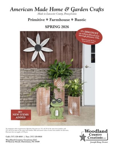 Woodland Country Creations Spring Home and Garden Catalog Weekly Ad January 1 - December 31, 2026