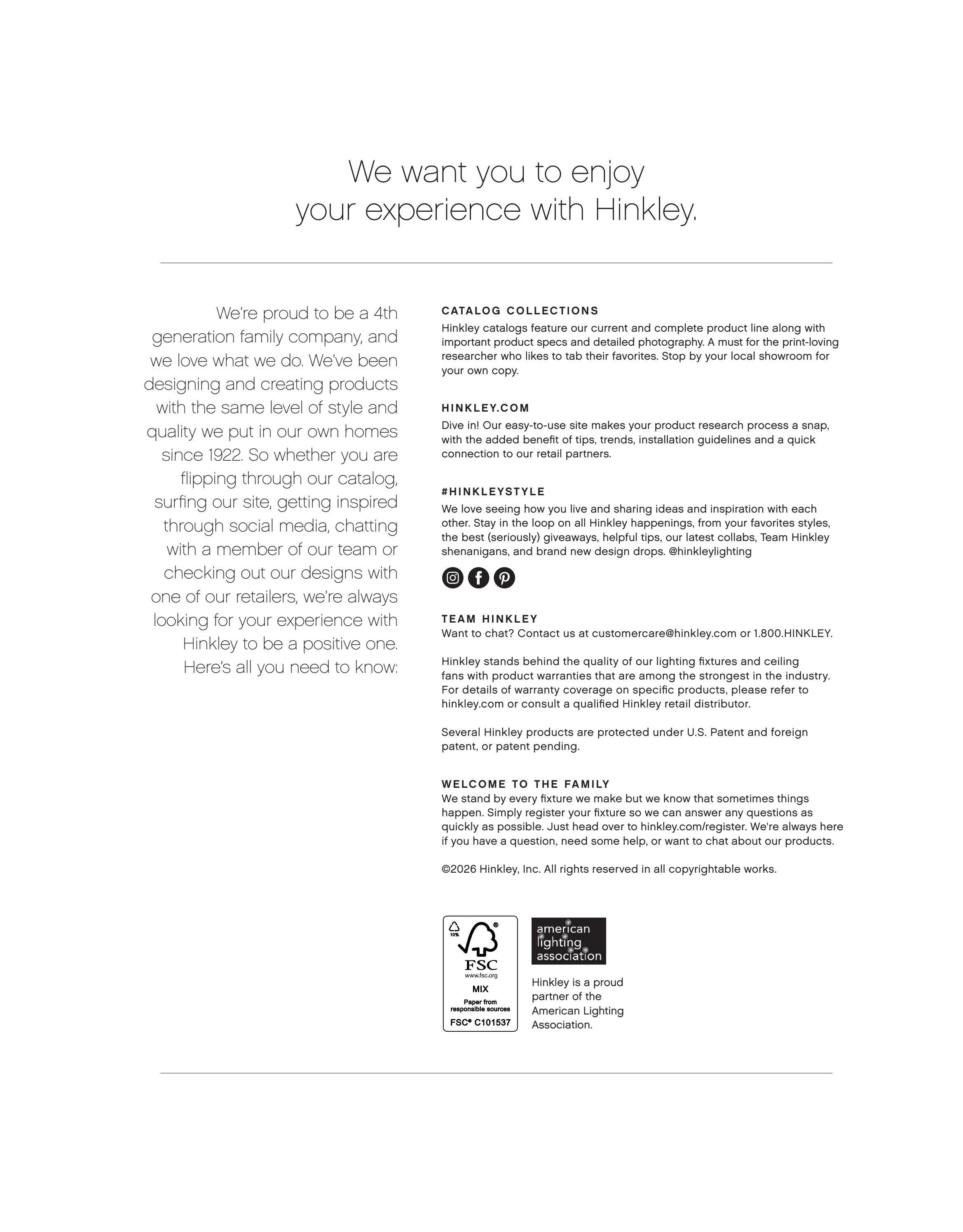Hinkley Interior and Outdoor Lighting Weekly Ad January 1 - December 31, 2026