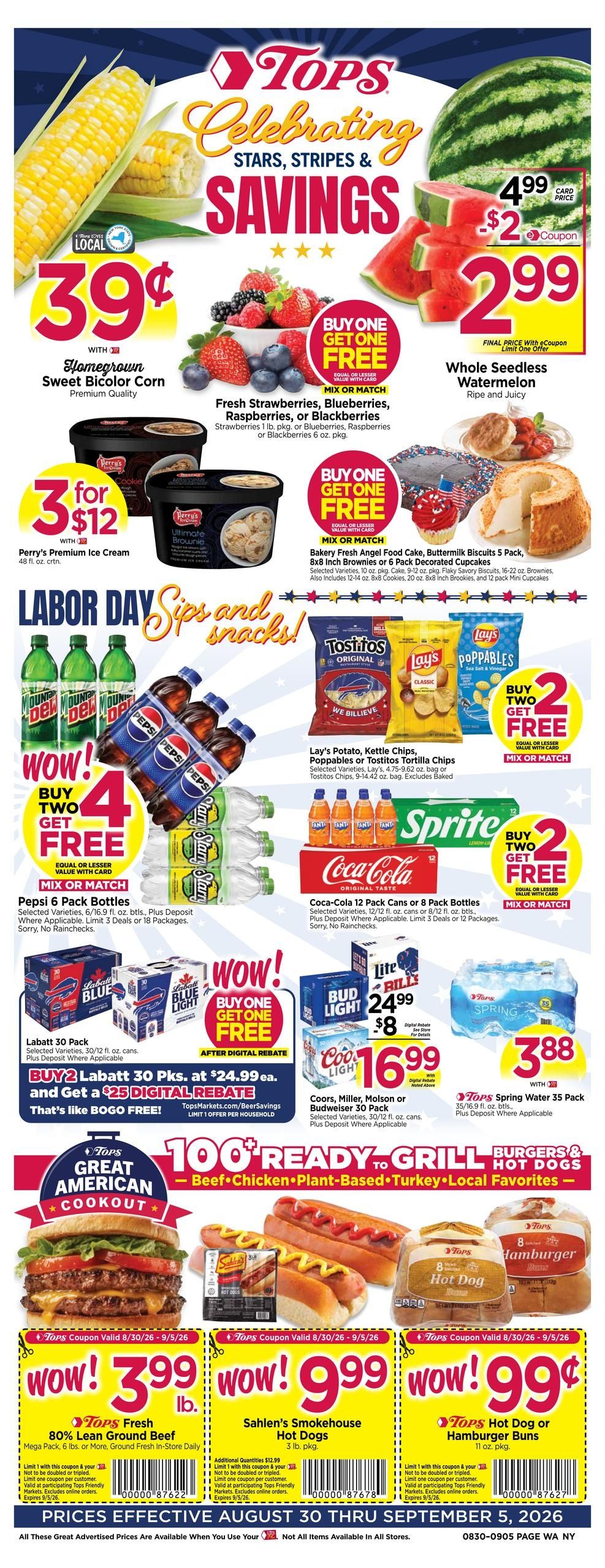 Tops Friendly Markets (Bangall Area, NY) Weekly Ad August 30 - September 5, 2026