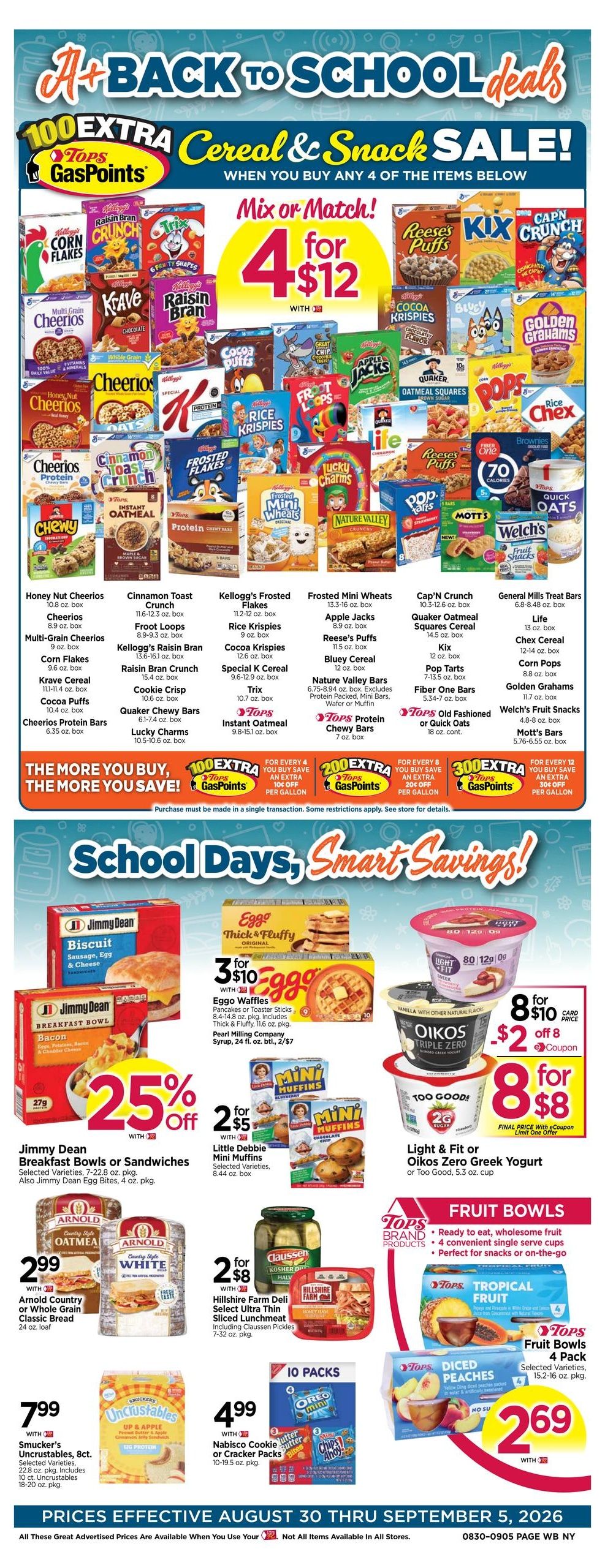 Tops Friendly Markets (Bangall Area, NY) Weekly Ad August 30 - September 5, 2026