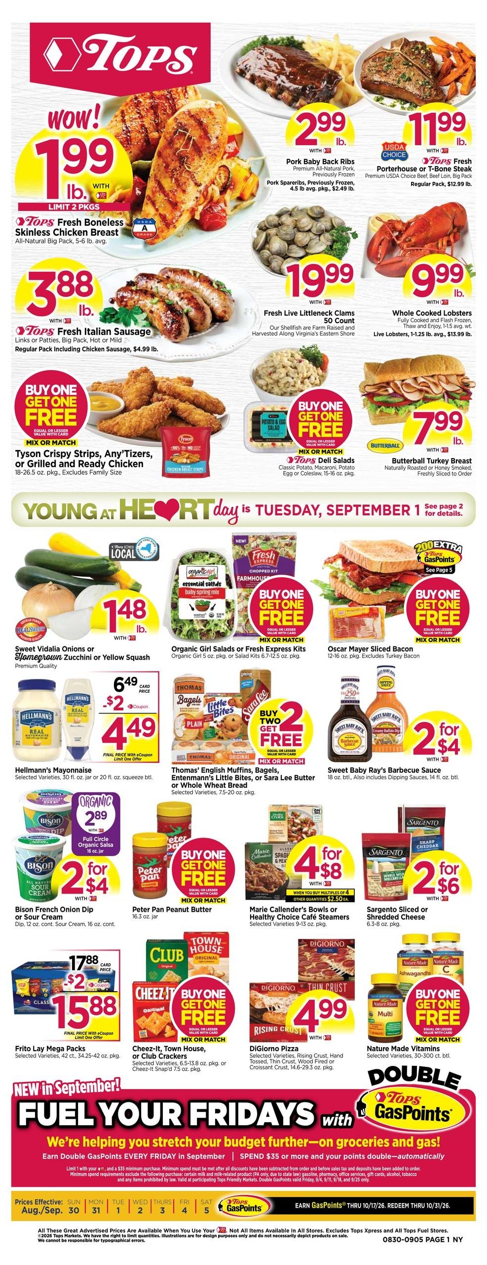 Tops Friendly Markets (Bangall Area, NY) Weekly Ad August 30 - September 5, 2026