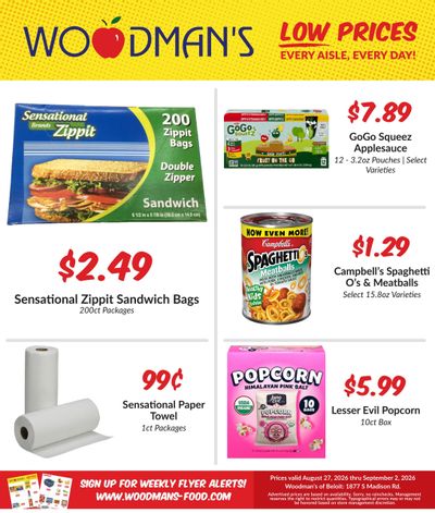 Woodman's Food Market (Durand Area, IL) M1000 Weekly Weekly Ad August 27 - September 2, 2026