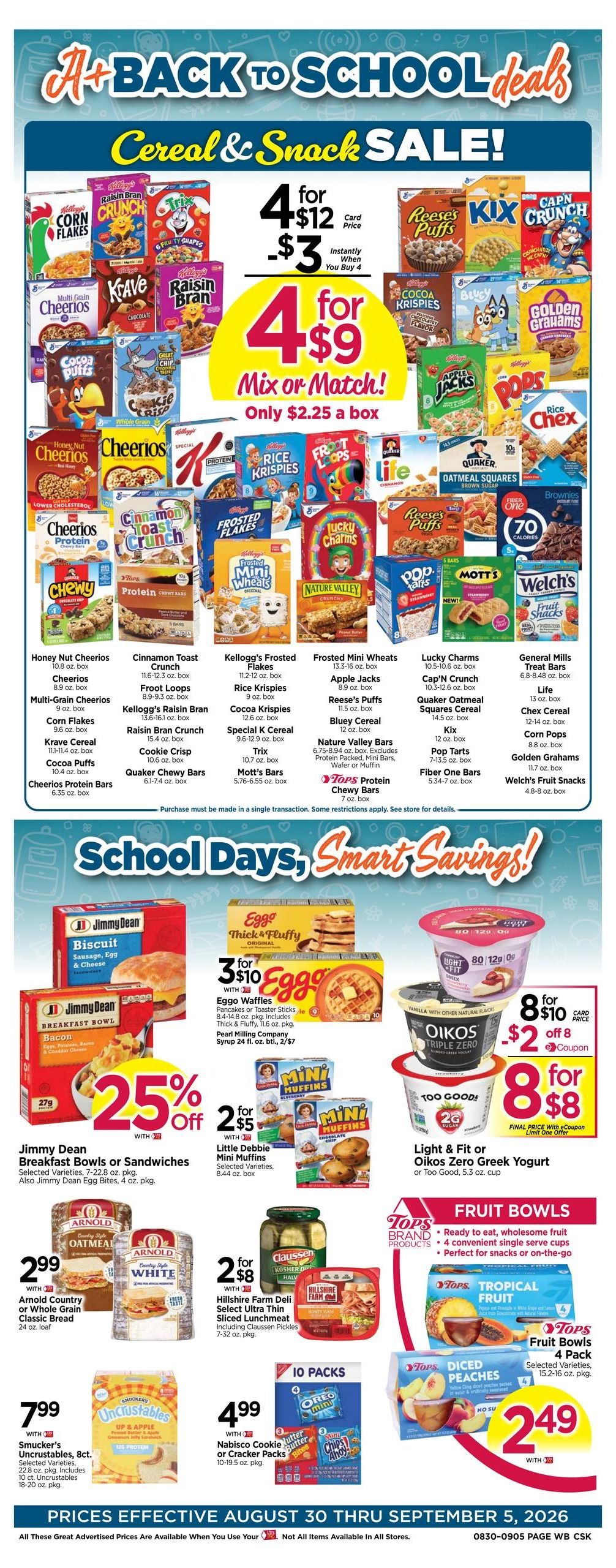 Tops Friendly Markets (Williamstown Area, MA) Weekly Ad August 30 - September 5, 2026