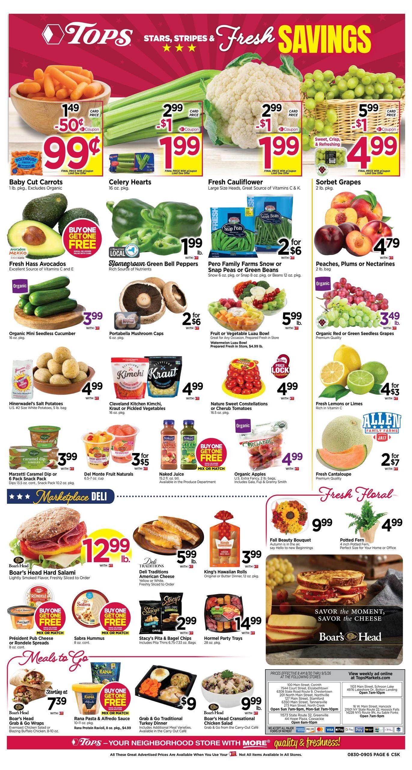 Tops Friendly Markets (Williamstown Area, MA) Weekly Ad August 30 - September 5, 2026