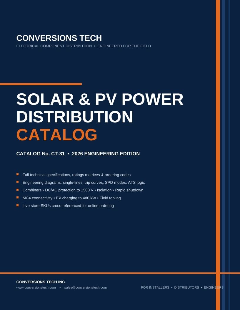 Conversions Tech Solar and PV Distribution Catalog Weekly Ad January 1 - December 31, 2026