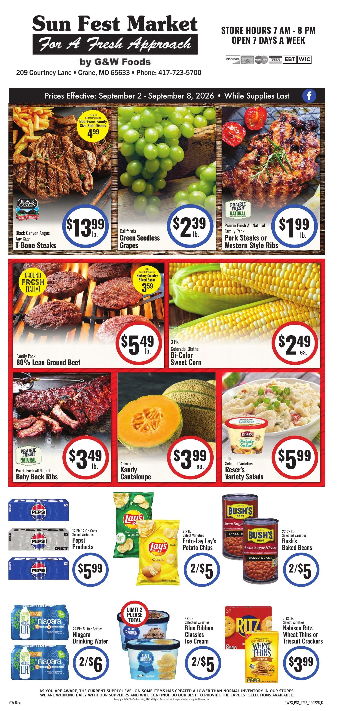 Sun Fest Market (Crane, MO) Weekly Ad September 2 - 8, 2026
