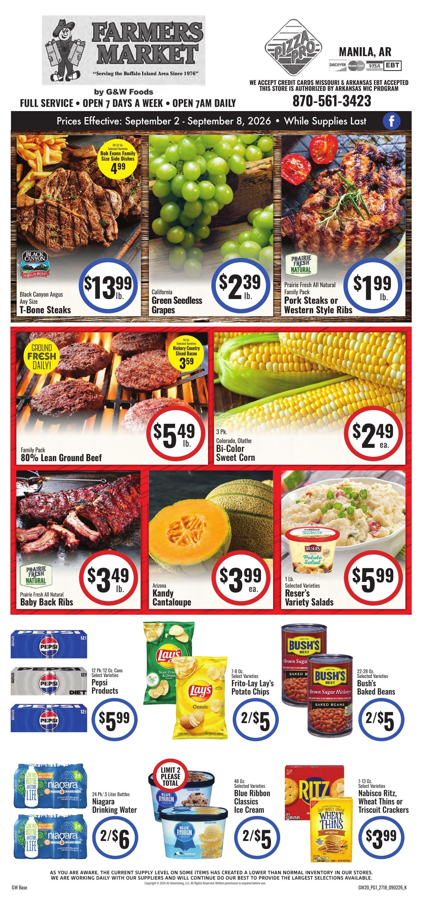 G&W Foods Farmers Market (Manila, AR) Weekly Ad September 2 - 8, 2026