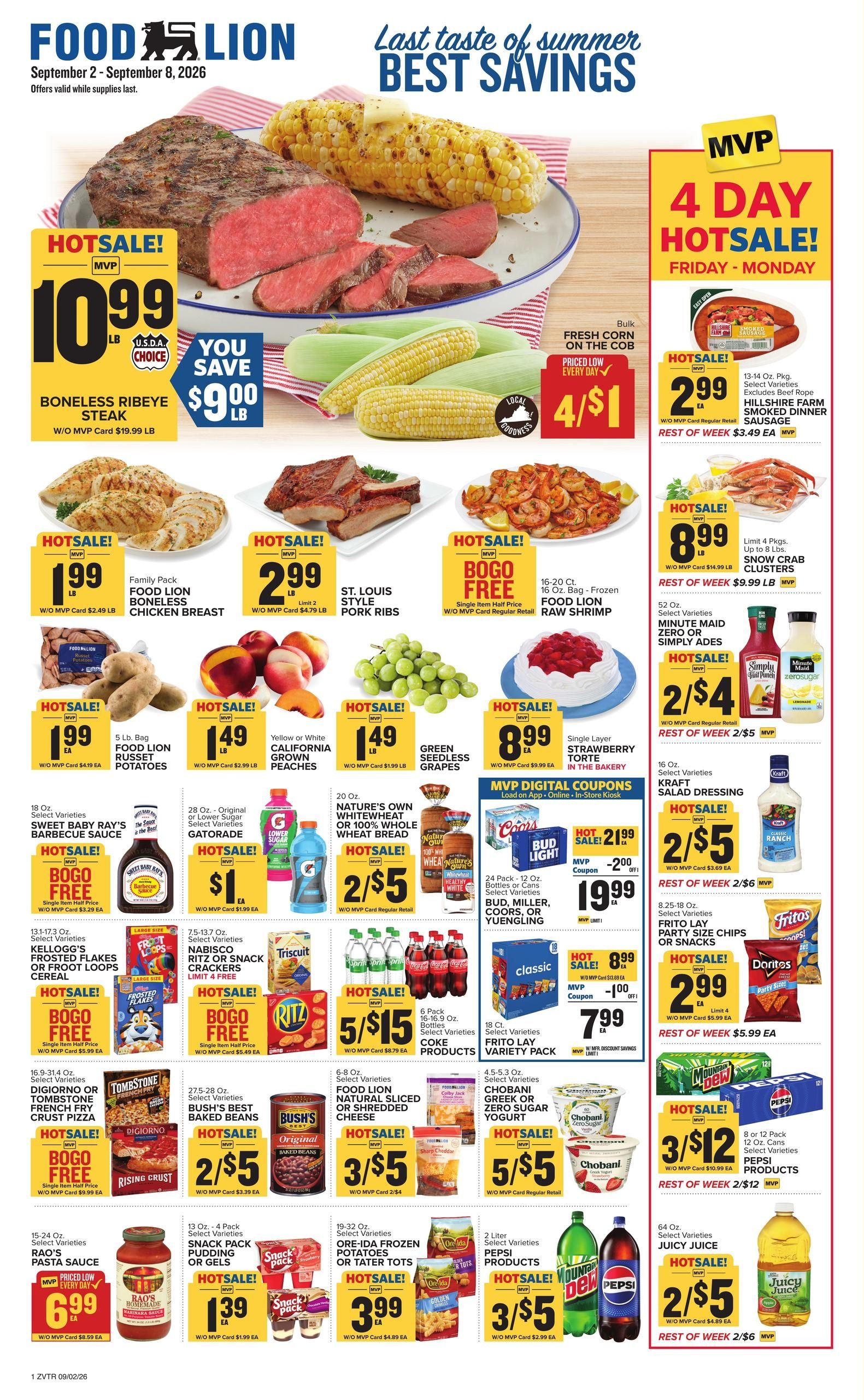 Food Lion (Cumberland Area, KY) Weekly Ad September 2 - 8, 2026